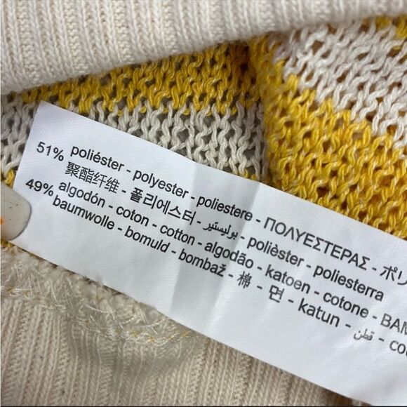 Zara Rustic Striped V-neck Sleeveless Tunic Sweater Vest Yellow Cream Small - Picture 7 of 9